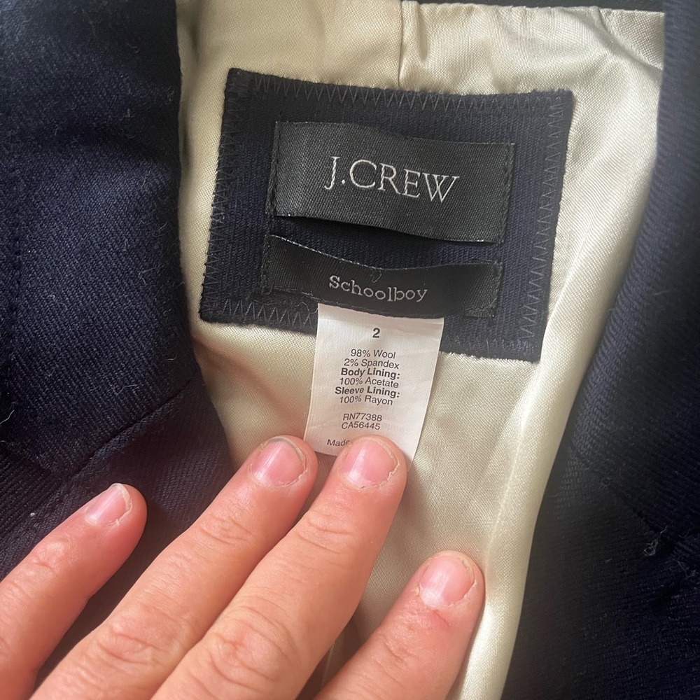 J.Crew Schoolboy Blazer – Navy Wool Blend – Size 2 - Picture 3 of 3